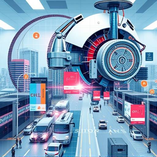A collage of diverse AI applications: a robotic arm performing delicate surgery, a smart city dashboard, and a creative AI art generation interface.