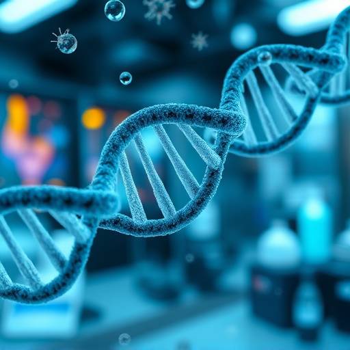 Microscopic view of a gene editing process using CRISPR technology