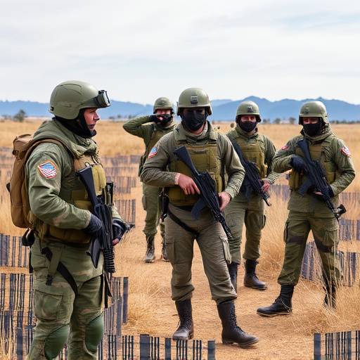 Peacekeepers observing a border region after a reported ceasefire.